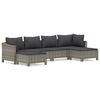 vidaXL Set de muebles de jard&iacute;n 6 pzas y cojines rat&aacute;n sint&eacute;tico gris