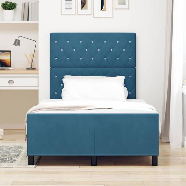 vidaXL Cama tipo Box Spring Azul Oscuro 120 x 200 cm Terciopelo