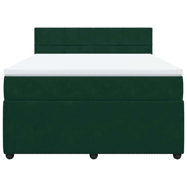vidaXL Cama box spring con colch&oacute;n terciopelo verde oscuro 140x190 cm