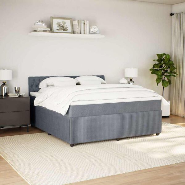 vidaXL Cama box spring con colch&oacute;n terciopelo gris oscuro 180x200 cm