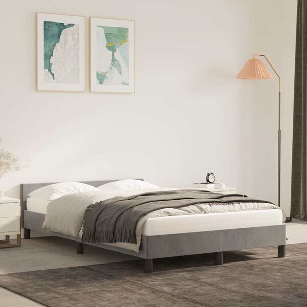 vidaXL Estructura de cama sin colch&oacute;n terciopelo gris claro 120x200 cm