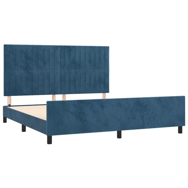 vidaXL Estructura de cama sin colch&oacute;n terciopelo azul oscuro 160x200cm