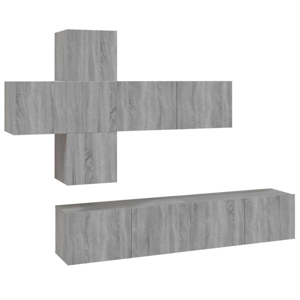 vidaXL Set de muebles para TV 7 pzas madera contrachapada gris Sonoma