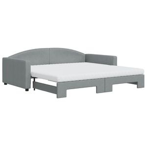 vidaXL Sof&aacute; cama nido con colch&oacute;n tela gris claro 100x200 cm