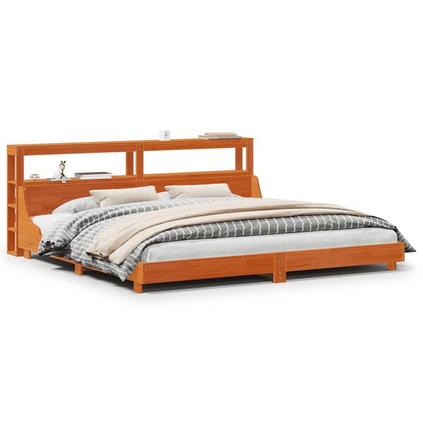 vidaXL Cama sin colch&oacute;n madera maciza de pino marr&oacute;n cera 180x200 cm