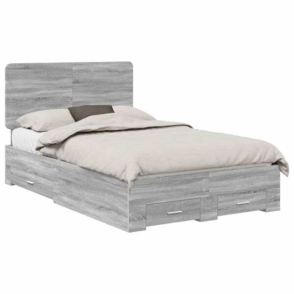 vidaXL Estructura de cama con cabecera Gris Sonoma 120 x 200 cm