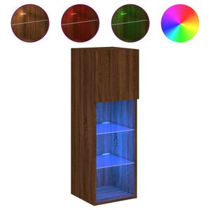 vidaXL Mueble para TV con luces LED roble marrón 30,5x30x90 cm