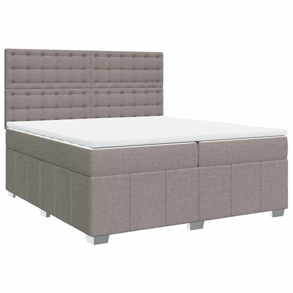 vidaXL Cama box spring con colch&oacute;n tela gris taupe 200x200 cm