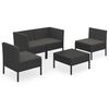 vidaXL Set de muebles de jard&iacute;n 5 pzas y cojines rat&aacute;n sint&eacute;tico negro