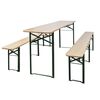 vidaXL Mesa plegable para cerveza con 2 bancos, 220 cm, madera de abeto
