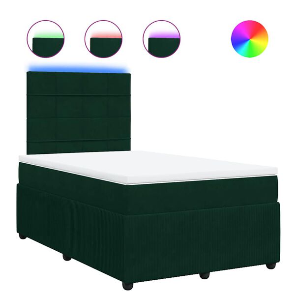 vidaXL Cama box spring con colch&oacute;n terciopelo verde oscuro 120x190 cm