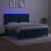 vidaXL Cama box spring colch&oacute;n y LED terciopelo azul oscuro 160x200 cm