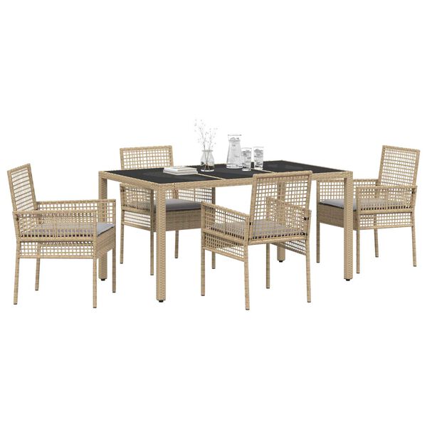 vidaXL Conjunto de Comedor de Jard&iacute;n 5 pcs Beige rat&aacute;n sint&eacute;tico