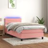 vidaXL Cama box spring colch&oacute;n y LED terciopelo rosa 80x200 cm