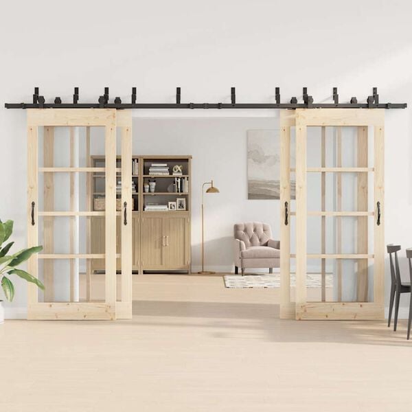 vidaXL Kit de herrajes para puertas correderas acero negro 400 cm