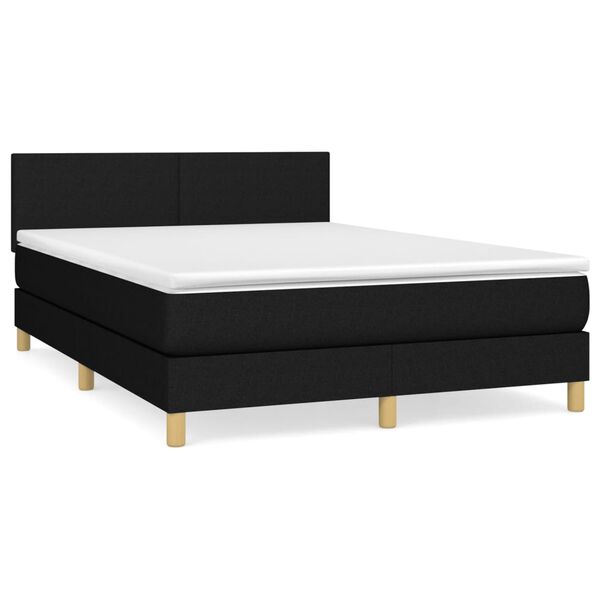 vidaXL Cama box spring con colch&oacute;n tela negro 140x200 cm