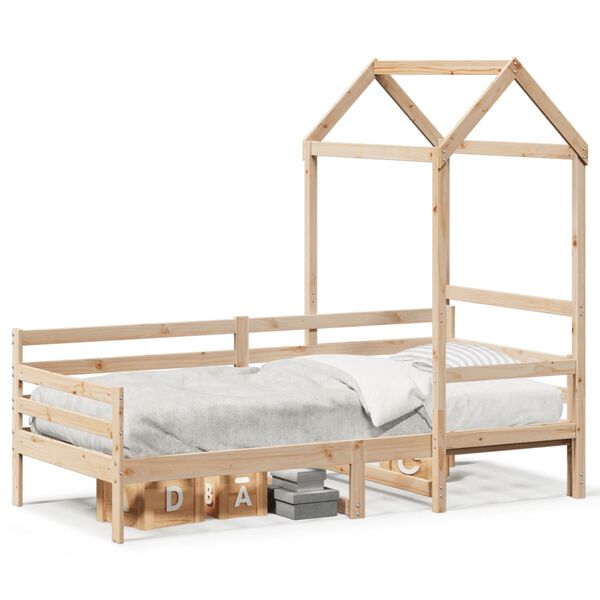 vidaXL Sof&aacute; cama con techo madera maciza de pino 90x190 cm
