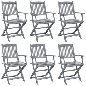 vidaXL Sillas plegables (6 unidades) con cojines, de madera maciza de acacia.