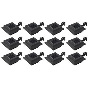 vidaXL L&aacute;mparas solares cuadradas de exterior negras 12 uds LED 12 cm