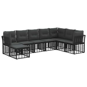 vidaXL Conjunto de sof&aacute;s de exterior Negro Poli&eacute;ster