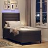 vidaXL Cama Box Spring LED con colch&oacute;n Marr&oacute;n Oscuro 90 x 190 cm tela