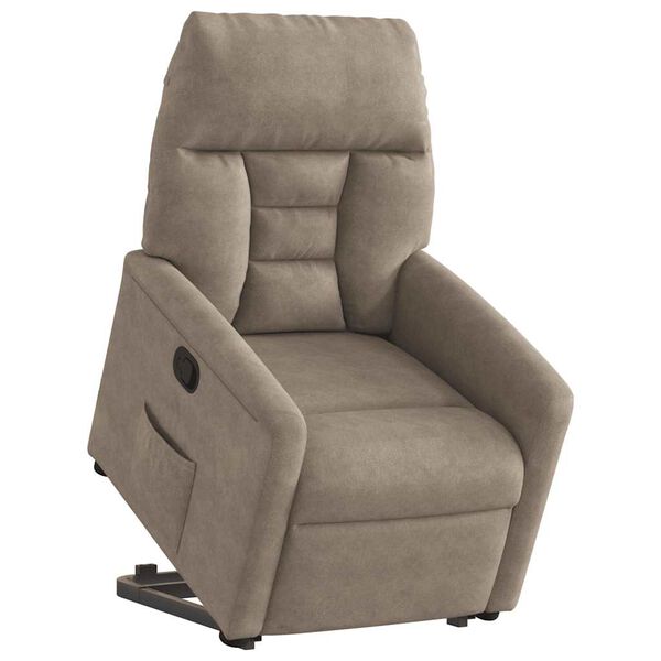 vidaXL Sill&oacute;n reclinable elevable tela de microfibra gris taupe