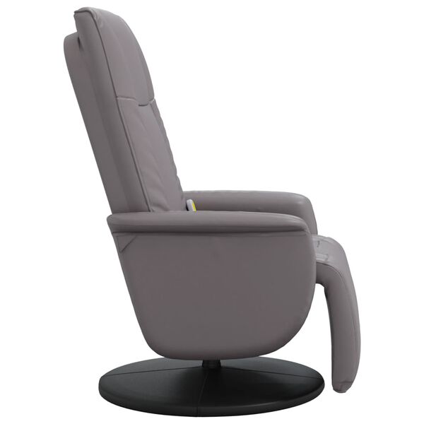 vidaXL Sill&oacute;n reclinable de masaje con reposapi&eacute;s cuero sint&eacute;tico gris