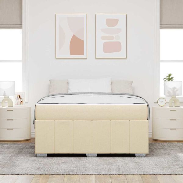 vidaXL Estructura de cama con colch&oacute;n Crema 140 x 200 cm tela