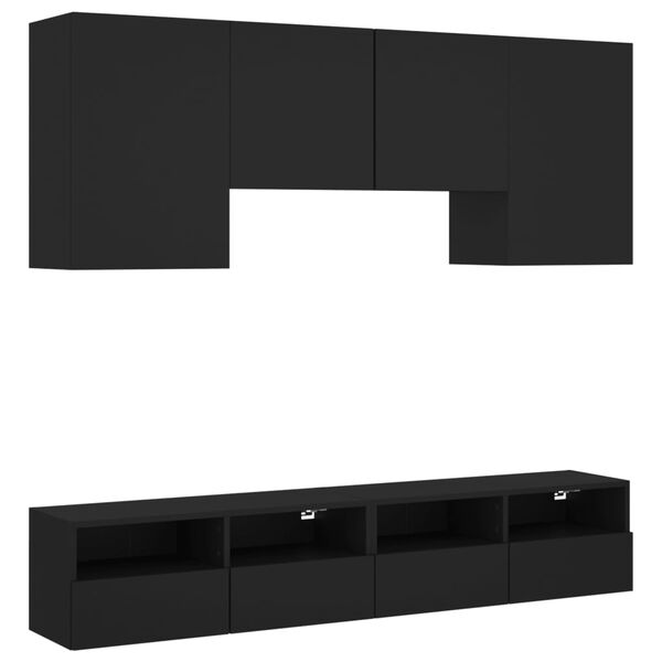 vidaXL Muebles de TV de pared 5 piezas madera de ingenier&iacute;a negro
