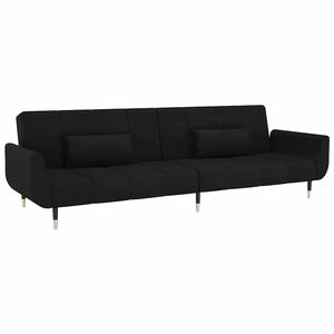 vidaXL Sof&aacute; cama de 2 plazas con dos almohadas terciopelo negro