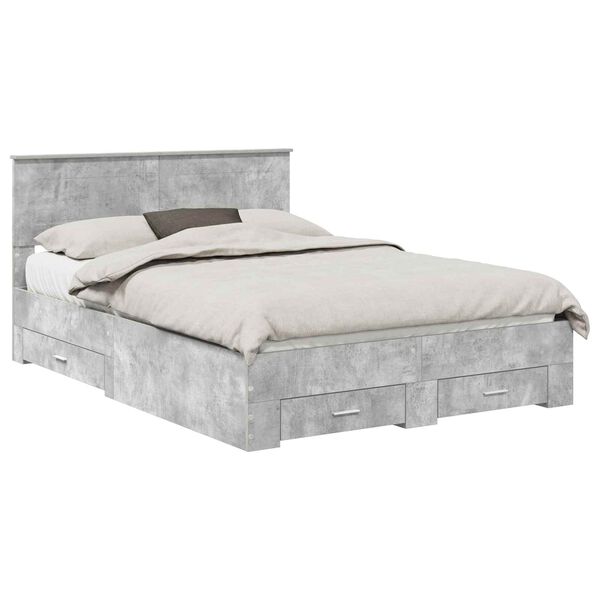 vidaXL Estructura de cama con cabecera Gris Concreto 140 x 200 cm