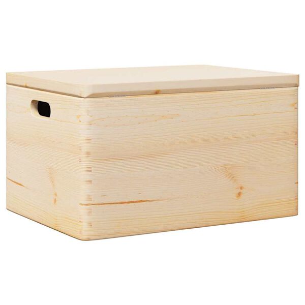 vidaXL Caja de madera con tapa y asas madera maciza pino 40x30x23 cm