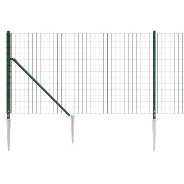vidaXL Cerca de alambre con pinchos de anclaje verde 1x25 m