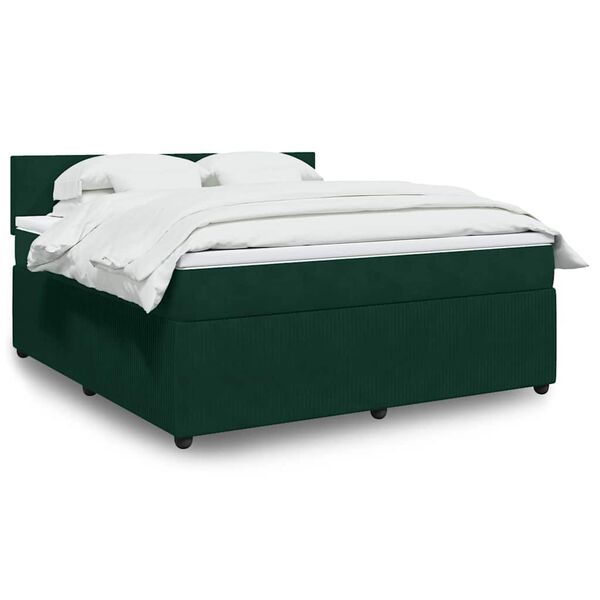 vidaXL Cama box spring con colch&oacute;n terciopelo verde oscuro 180x200 cm