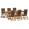 vidaXL Juego comedor de jard&iacute;n 7 pzas madera maciza acacia y textileno