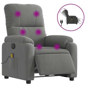 vidaXL Sill&oacute;n reclinable masaje el&eacute;ctrico tela microfibra gris oscuro