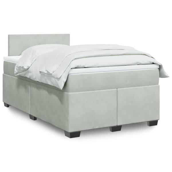 vidaXL Cama box spring con colch&oacute;n terciopelo gris claro 120x190 cm