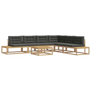 vidaXL Conjunto de sof&aacute;s de exterior 7 uds. 5 plaza Poli&eacute;ster Blanco