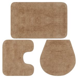vidaXL Conjunto de alfombrillas de ba&ntilde;o de tela 3 piezas beige