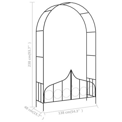 vidaXL Arco de jardín con puerta hierro negro 138x40x238 cm