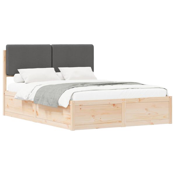 vidaXL Estructura de Cama con Cabecera Tapizada Gris oscuro