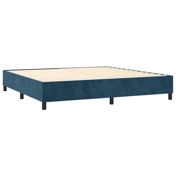 vidaXL Cama box spring con colch&oacute;n terciopelo azul oscuro 200x200 cm