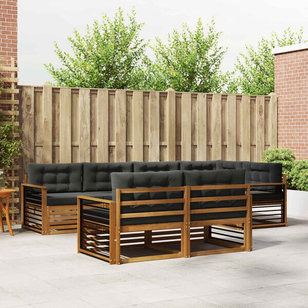 vidaXL Conjunto de sof&aacute;s de exterior 7 pcs Natural y Antracita