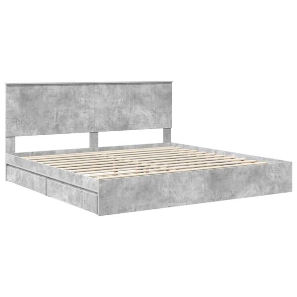 vidaXL Cama con almacenamiento con cabecera Gris Concreto 200 x 200 cm