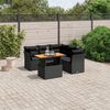 vidaXL Set de muebles de jard&iacute;n 5 pzas y cojines rat&aacute;n sint&eacute;tico negro