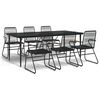 vidaXL Juego de comedor para jard&iacute;n 7 piezas rat&aacute;n PVC negro