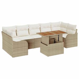 vidaXL Conjunto de sof&aacute; de jard&iacute;n 8 uds. Beige Polirat&aacute;n