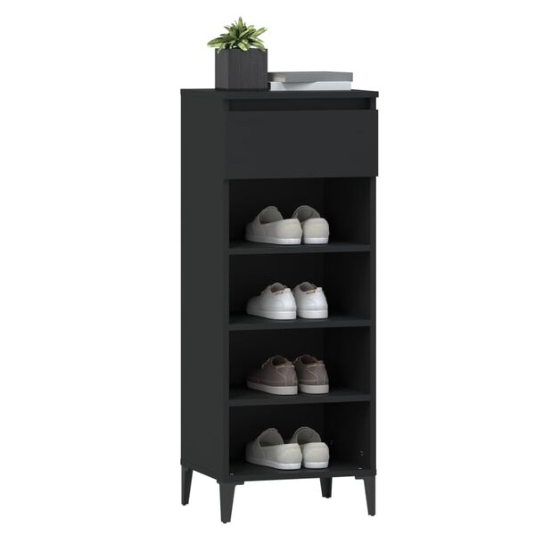 vidaXL Mueble zapatero madera contrachapada negro 40x36x105 cm