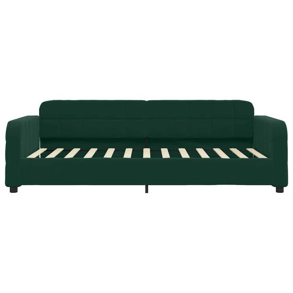 vidaXL Sof&aacute; cama con colch&oacute;n terciopelo verde oscuro 90x200 cm