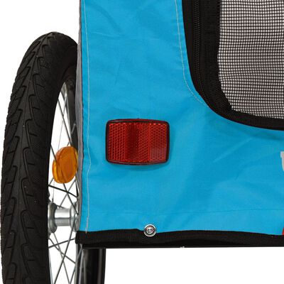 vidaXL Remolque de bicicleta mascotas hierro tela Oxford azul gris